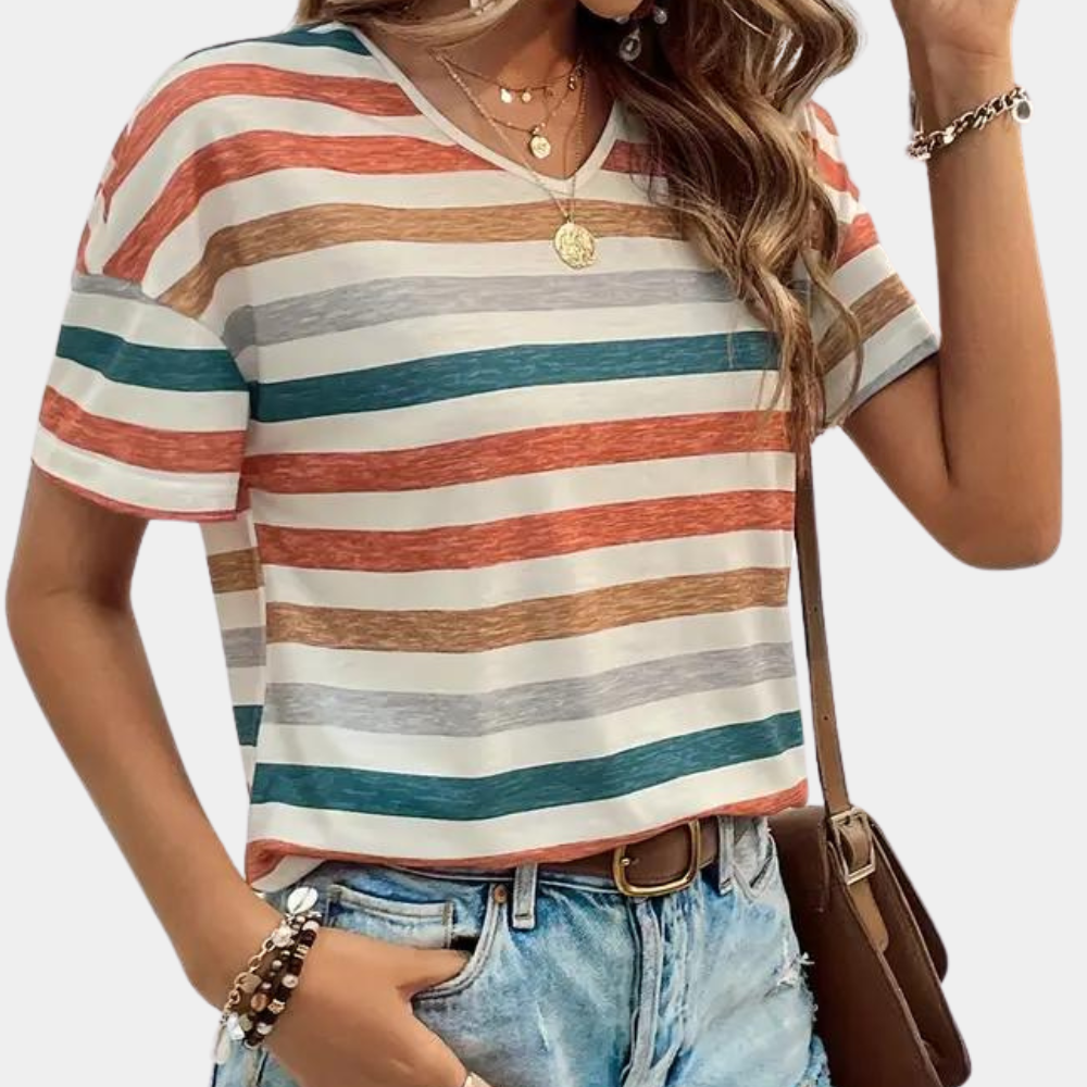 Valenzora | Casual Striped Cotton T-Shirt for Women