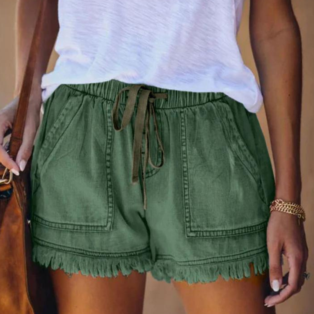 Valenzora | Easy-fit fringed denim shorts for women
