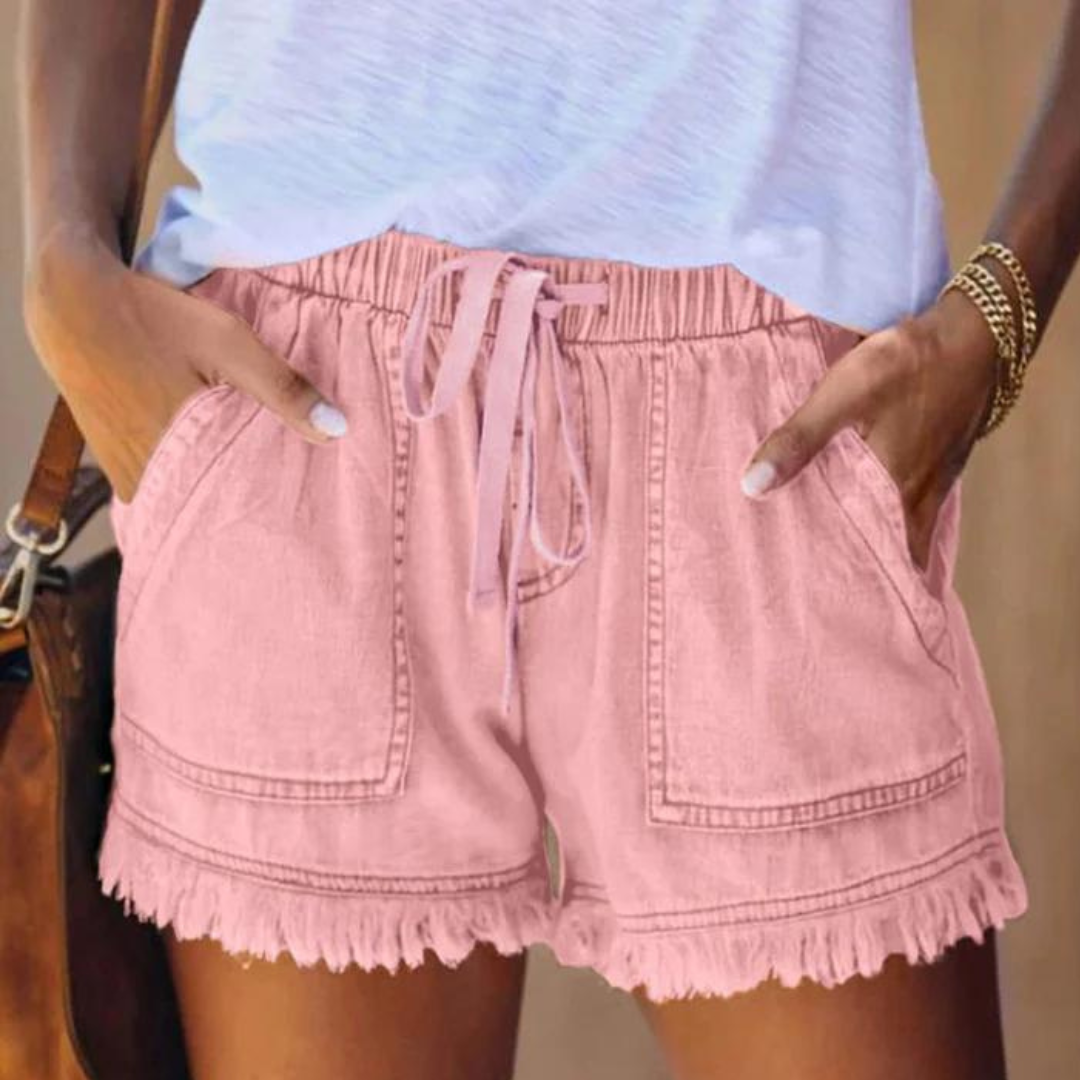 Valenzora | Easy-fit fringed denim shorts for women