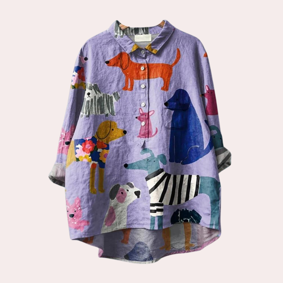 Valenzora | Damen Freizeit-Shirt mit Hunde-Print