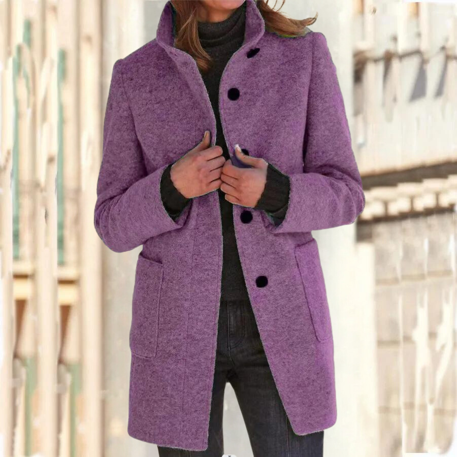 Valenzora | Elegant stand-up collar coat for women