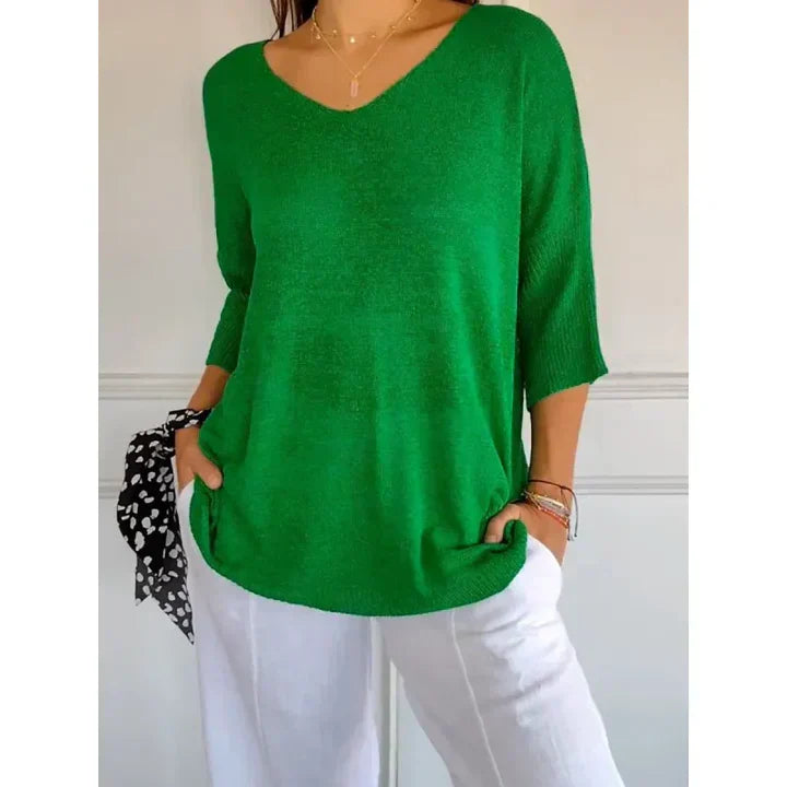 Valenzora | Comfortable women's knit top with V-neck