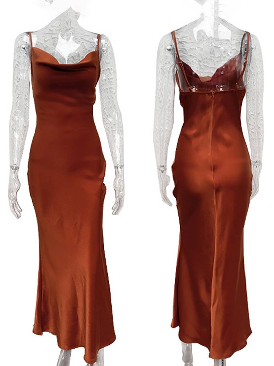 Valenzora | Bridesmaid Dress Satin Fitted Backless with Delicate Straps Elegant Women's Evening Party Wedding Guest