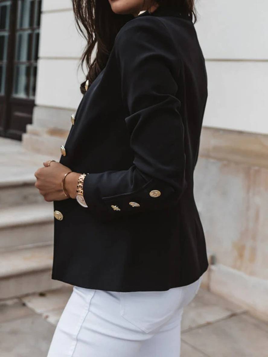 Valenzora | Short officer's jacket with button collar, women's elegant blazer