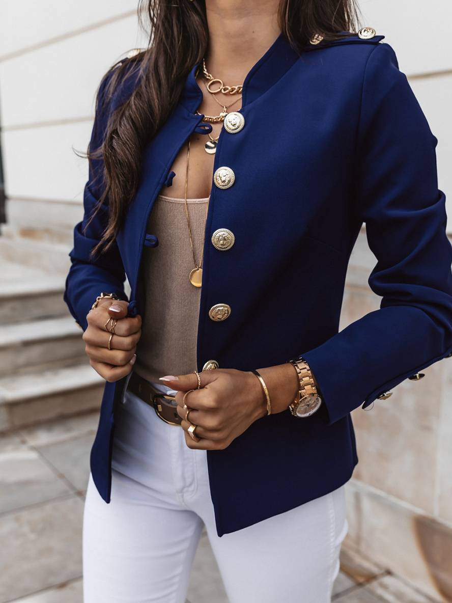 Valenzora | Short officer's jacket with button collar, women's elegant blazer