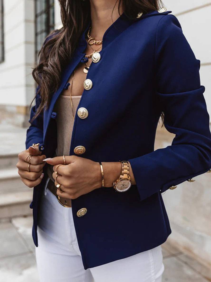 Valenzora | Short officer's jacket with button collar, women's elegant blazer