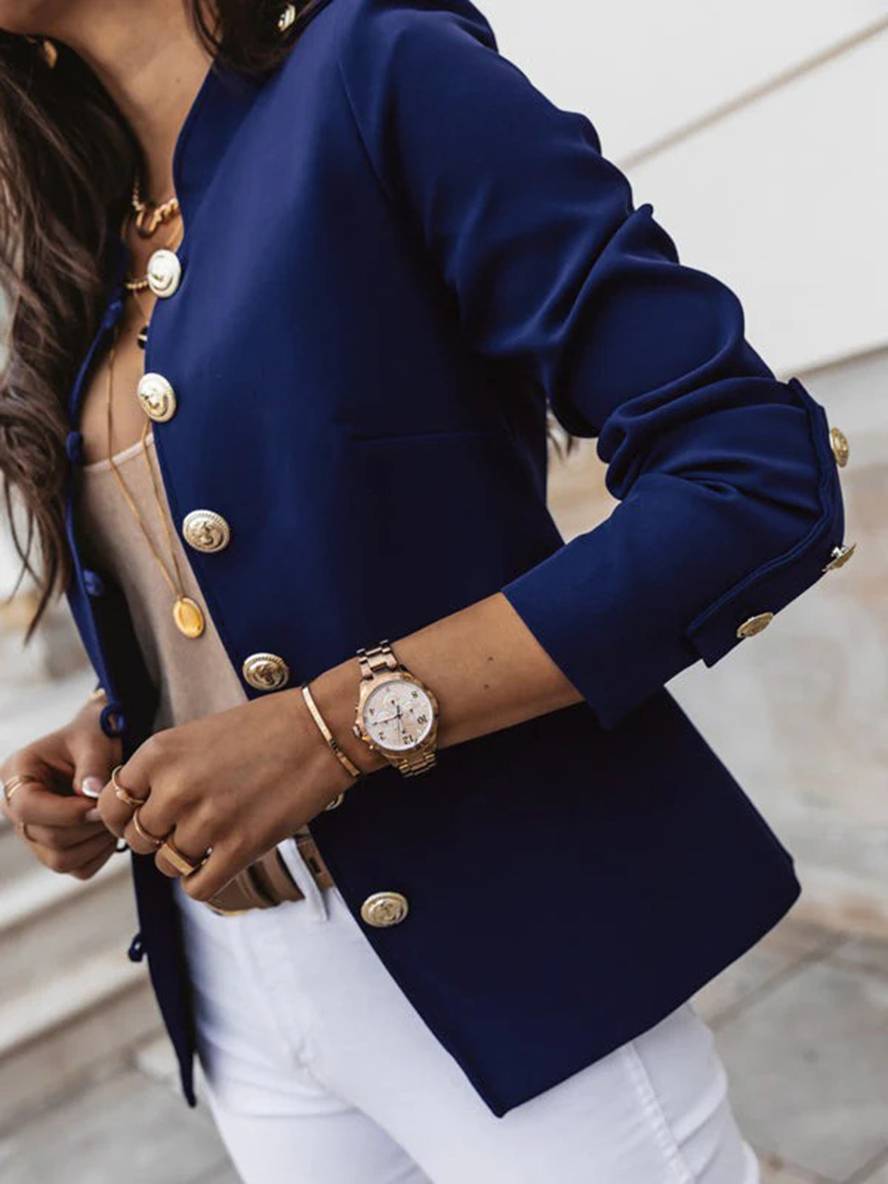 Valenzora | Short officer's jacket with button collar, women's elegant blazer