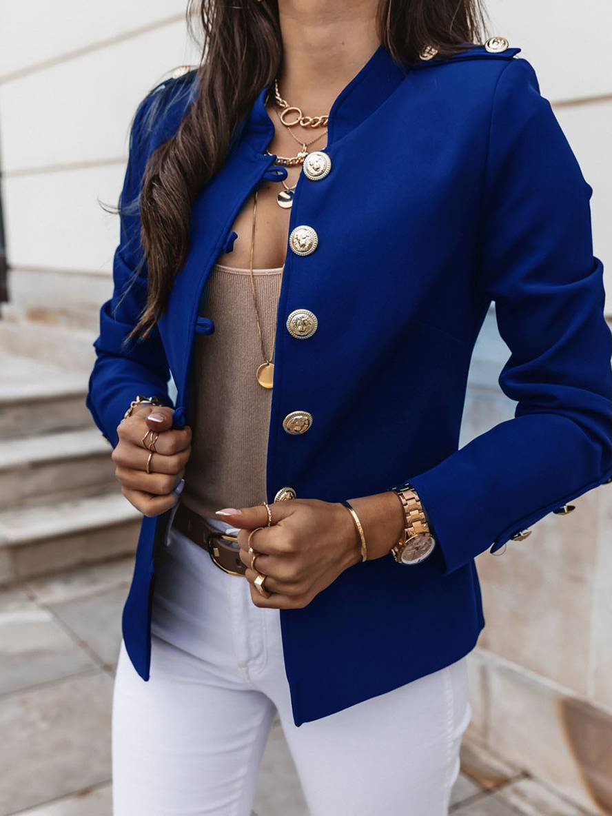 Valenzora | Short officer's jacket with button collar, women's elegant blazer