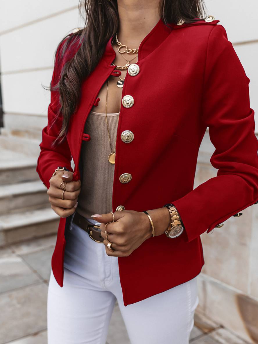 Valenzora | Short officer's jacket with button collar, women's elegant blazer