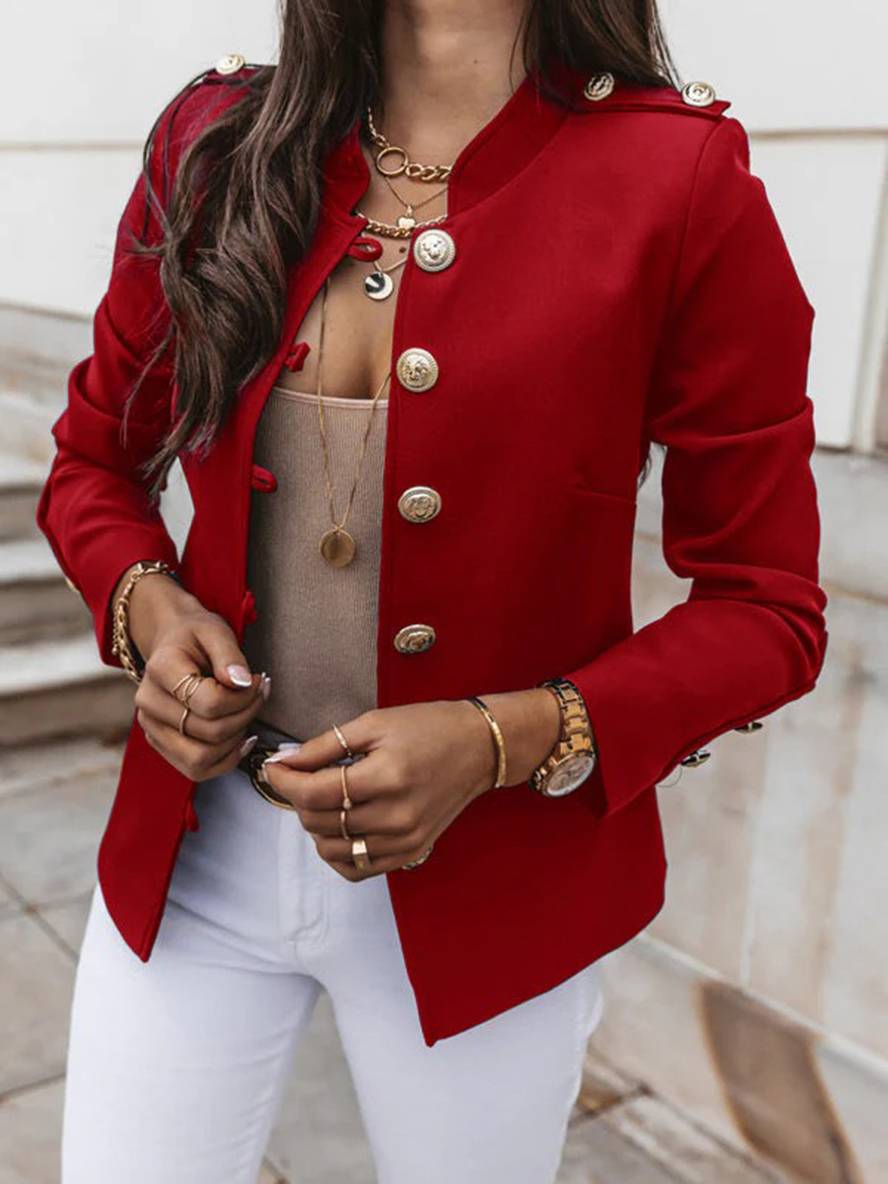 Valenzora | Short officer's jacket with button collar, women's elegant blazer