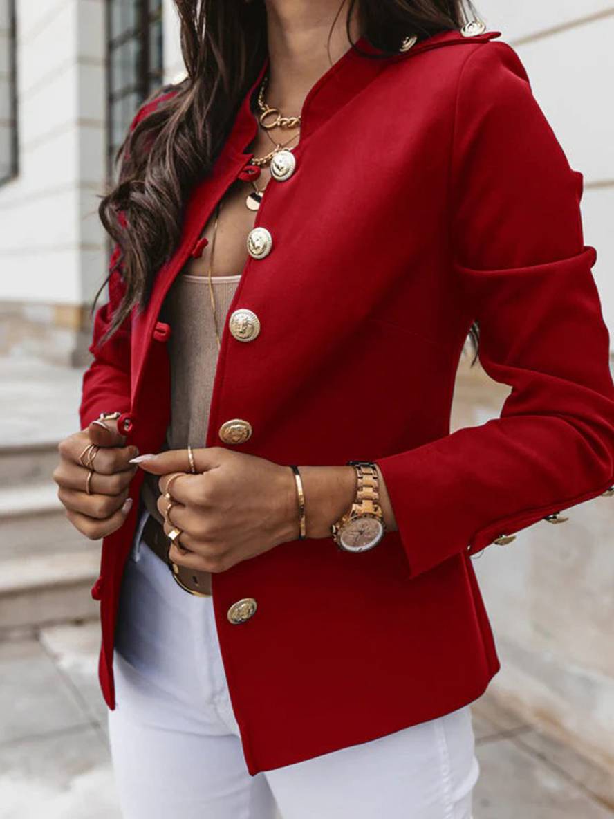 Valenzora | Short officer's jacket with button collar, women's elegant blazer