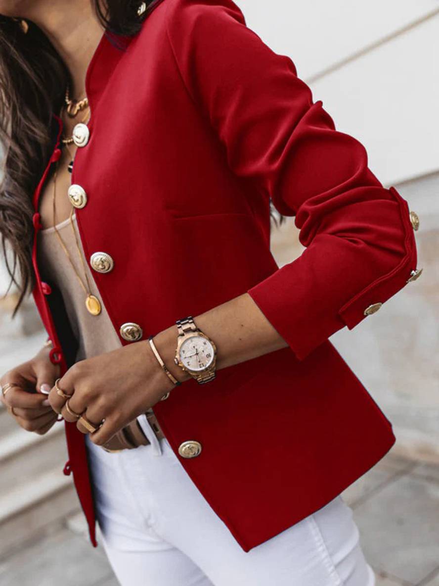 Valenzora | Short officer's jacket with button collar, women's elegant blazer