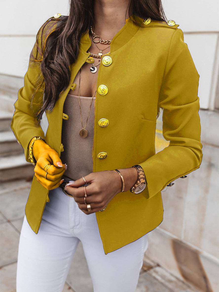 Valenzora | Short officer's jacket with button collar, women's elegant blazer