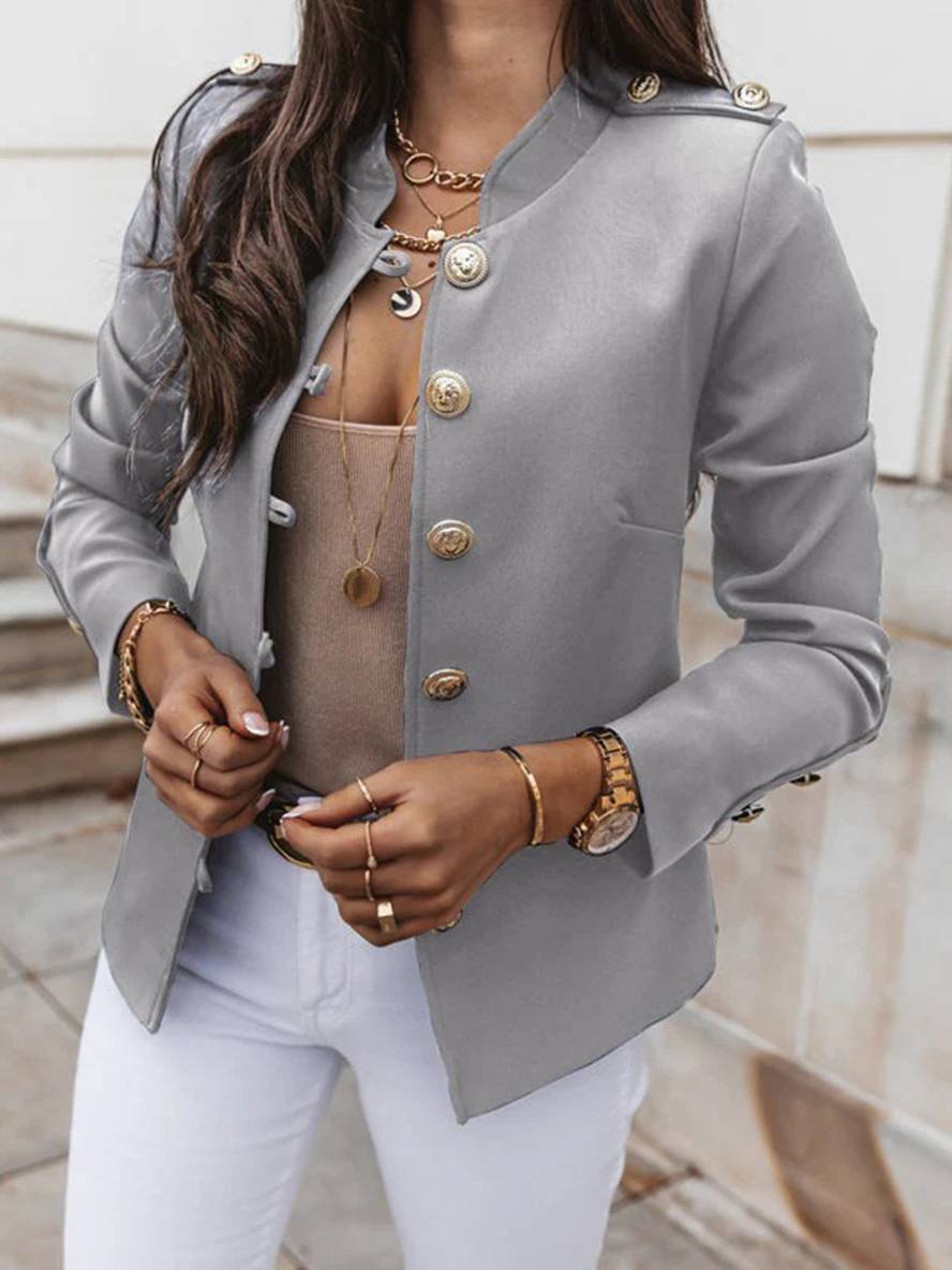 Valenzora | Short officer's jacket with button collar, women's elegant blazer