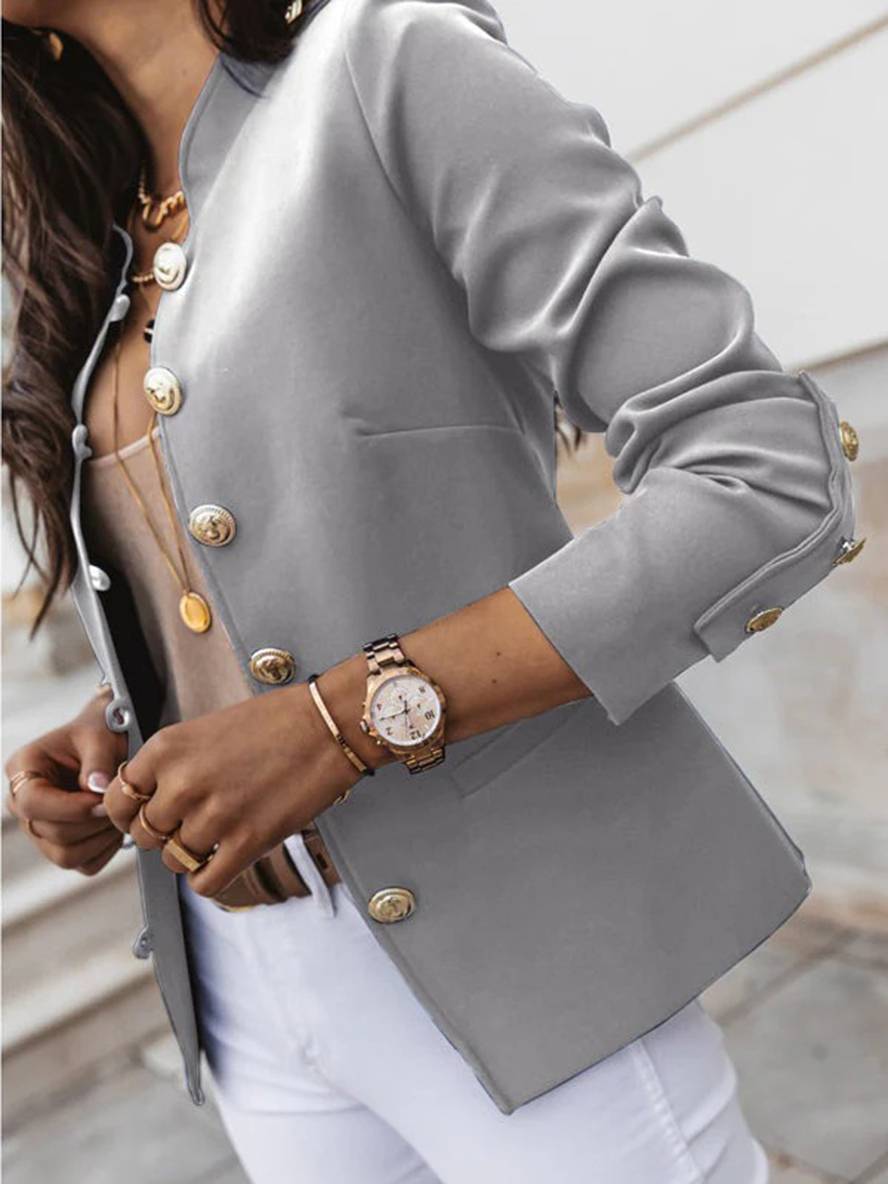 Valenzora | Short officer's jacket with button collar, women's elegant blazer