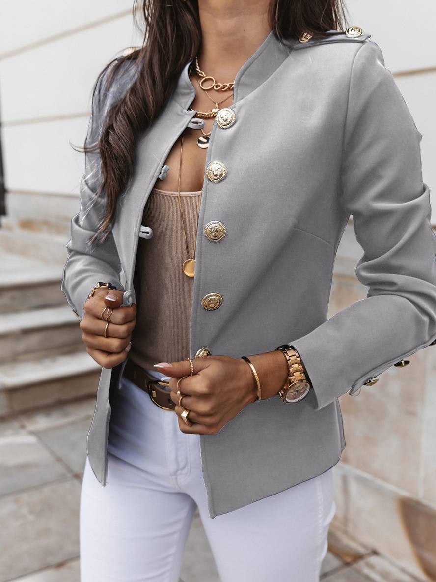 Valenzora | Short officer's jacket with button collar, women's elegant blazer