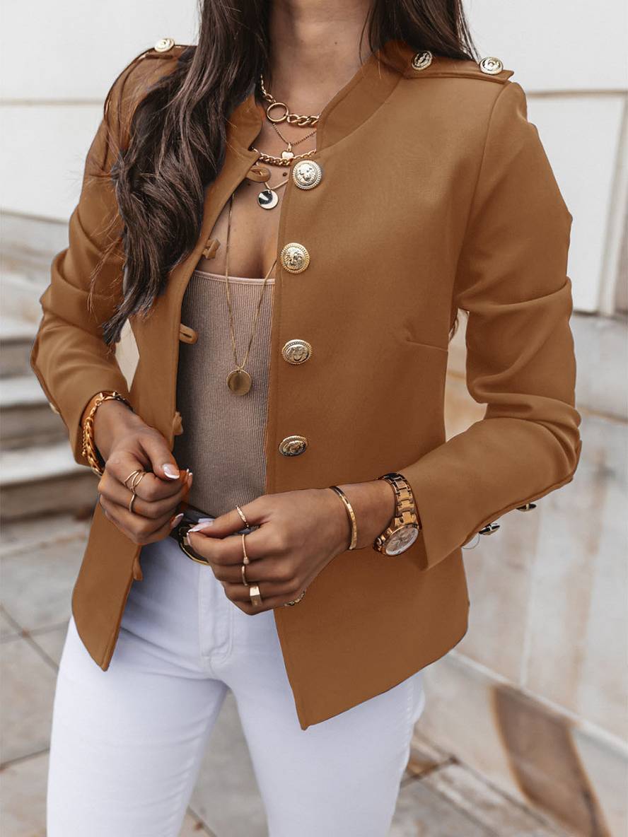 Valenzora | Short officer's jacket with button collar, women's elegant blazer