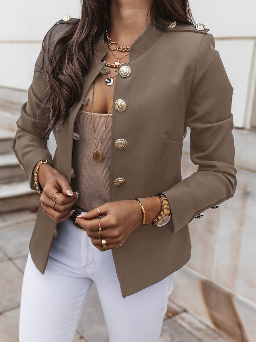 Valenzora | Short officer's jacket with button collar, women's elegant blazer