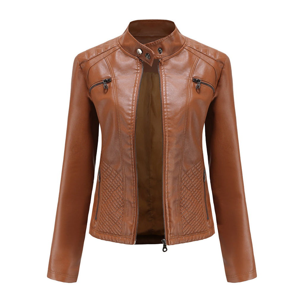Valenzora | Women's leather jacket - Fashionable jacket with zipper
