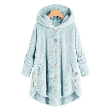 Valenzora Kapuzenmantel für Damen aus warmer Wolle.