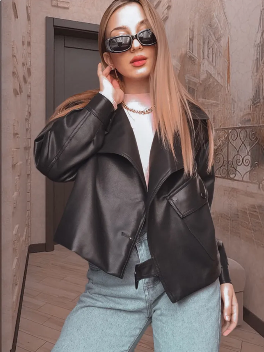 Leather coat for women