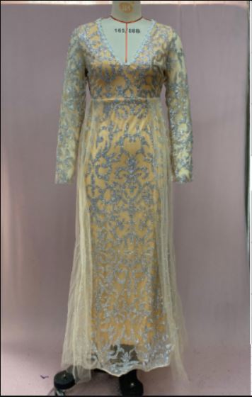 Elegantes Damenabendkleid mit funkelnden Pailletten und voluminösem Rock, Größe S