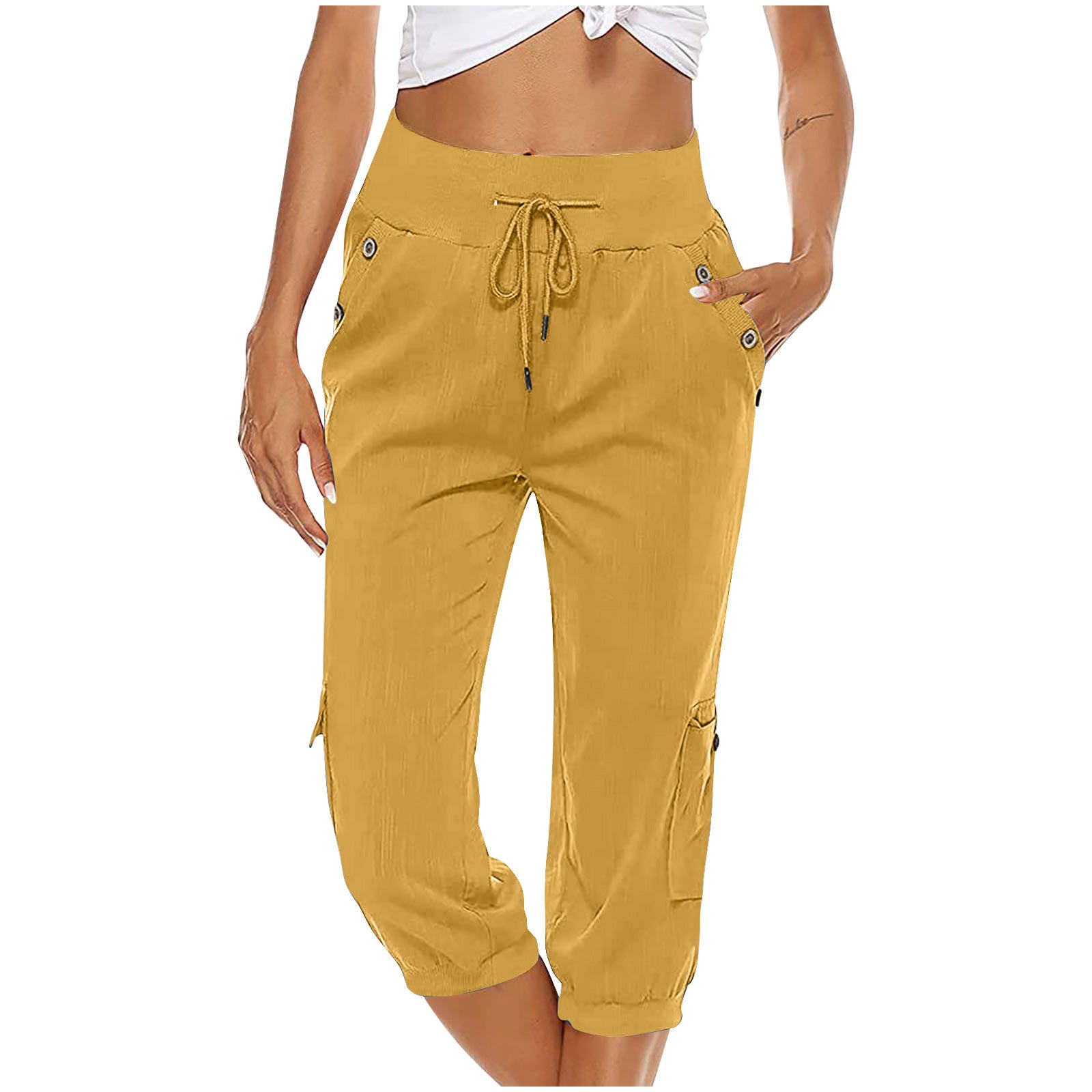Valenzora | Elastic waistband capri pants women's clothing