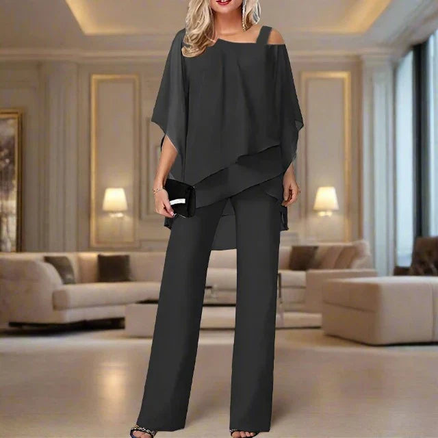 Valenzora | 2-piece chiffon set - sophisticated women's top and jumpsuit