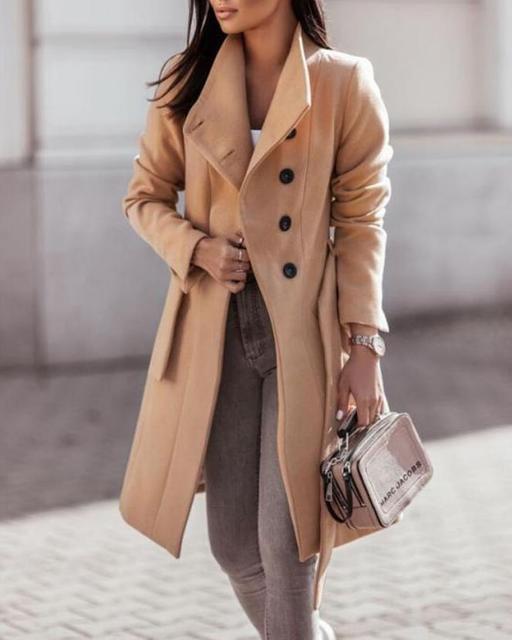 Valenzora Winter Trend: Eleganter Damenmantel mit Gürtel