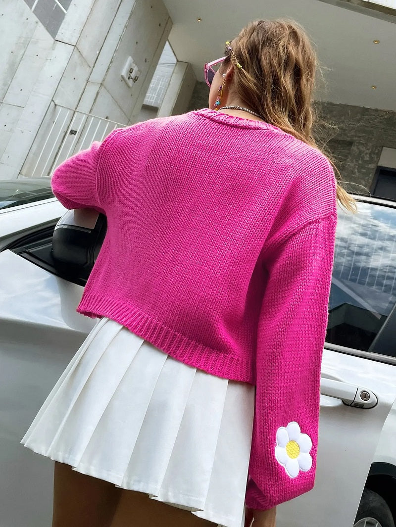 Valenzora | Strickjacke für Damen mit Blumenmuster
