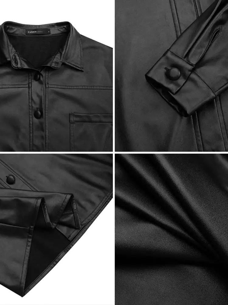 Valenzora - Women's faux leather jacket with long sleeves