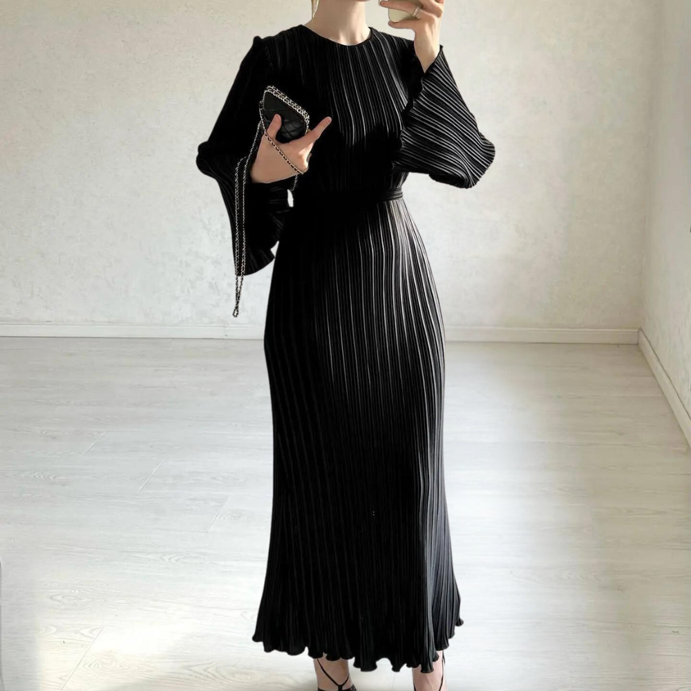 Valenzora | Elegantes plissiertes Maxikleid für Damen