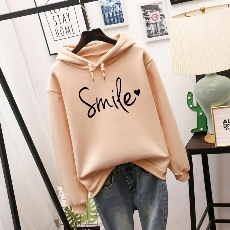 Valenzora | Relaxed Fit Smile Hoodie for Women