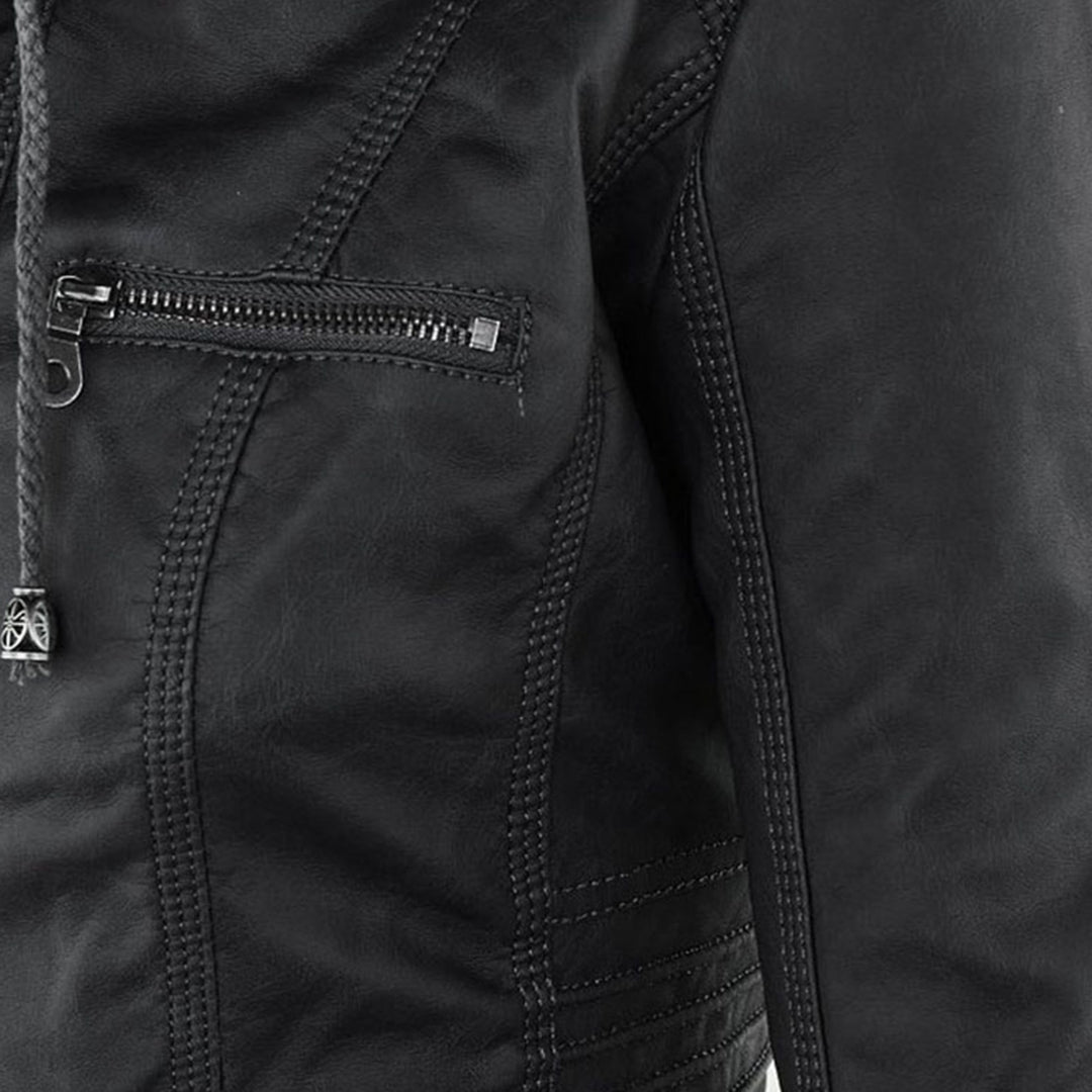 Valenzora | Weatherproof Women's Leather Jacket with Hood