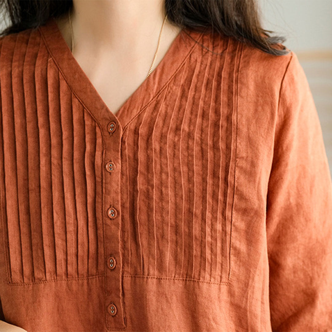 Valenzora | Oranges Leinenkleid