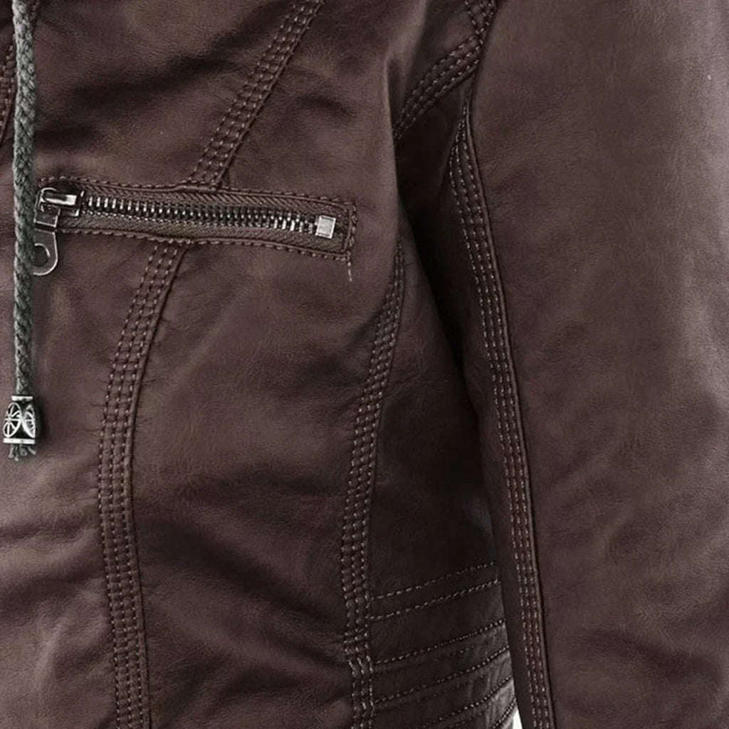 Valenzora | Elegante Kapuzen-Motorradjacke aus hochwertigem Leder