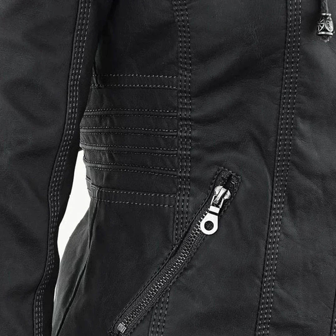 Valenzora | Elegante Kapuzen-Motorradjacke aus hochwertigem Leder