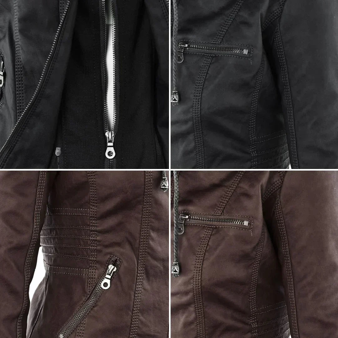 Valenzora | Elegante Kapuzen-Motorradjacke aus hochwertigem Leder