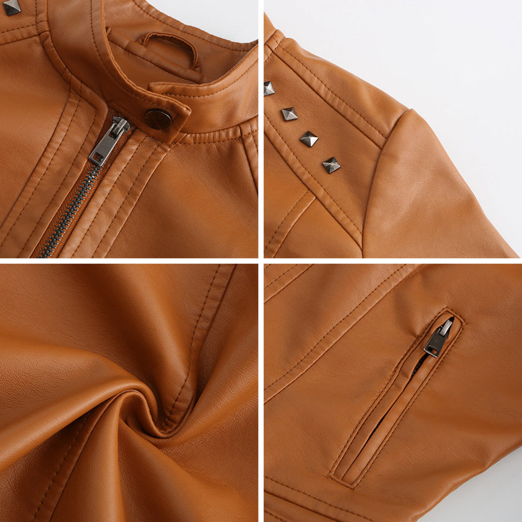 Valenzora | Elegante Lederjacke mit einzigartigen Details für Damen