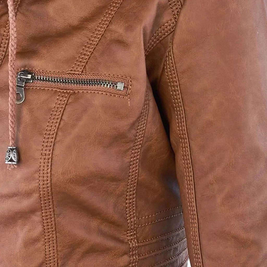 Valenzora | Elegante Kapuzen-Motorradjacke aus hochwertigem Leder