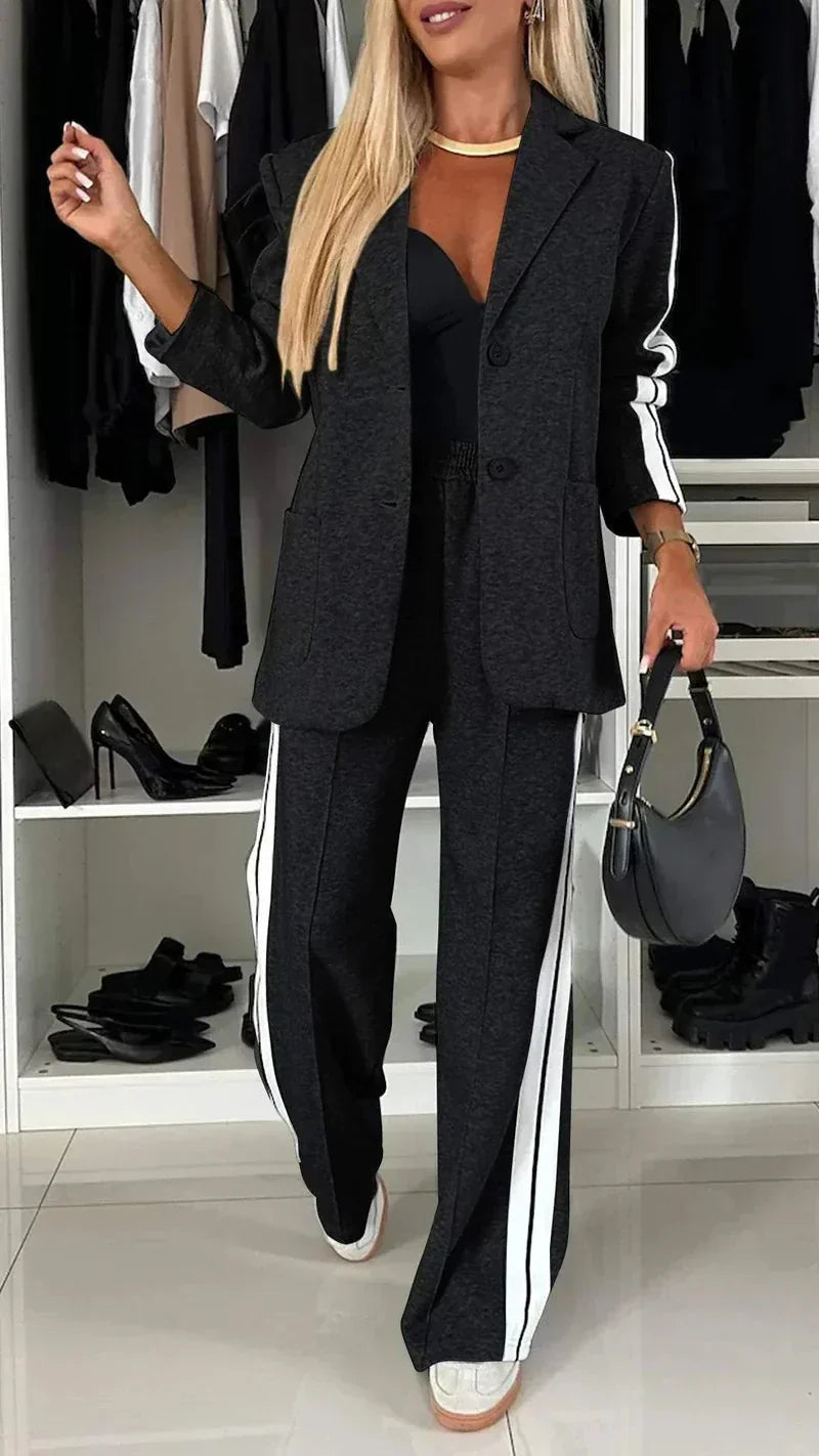 Valenzora | Ord Set Blazer for Women and Wide Jogging Pants Two-Piece Set