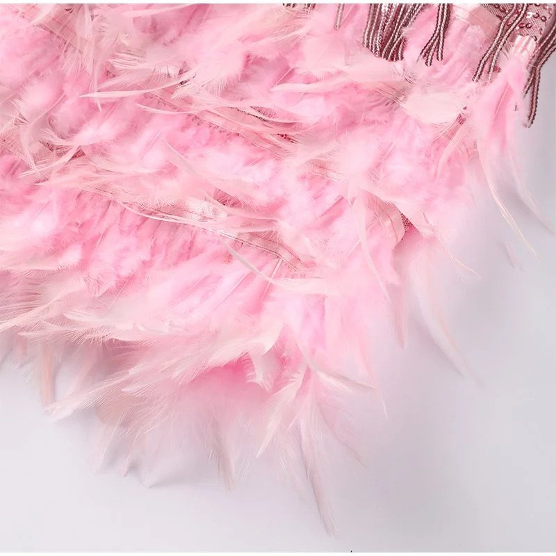 Valenzora | Spaghetti Strap Feather Mini Dress Party Dress