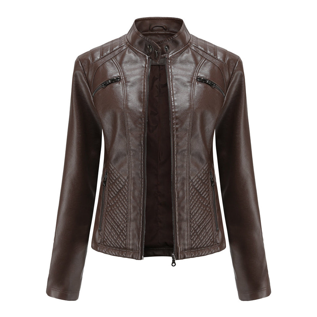 Valenzora | Women's leather jacket - Fashionable jacket with zipper