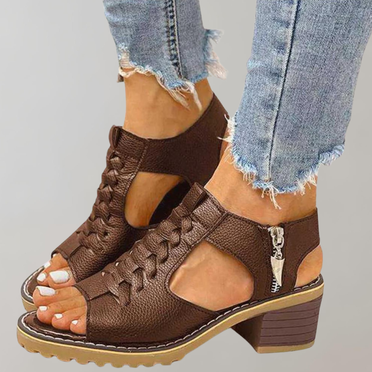 Valenzora - Orthopädische Sandalen mit Absatz | Bequeme Damensandalen mit Spitzen-Design