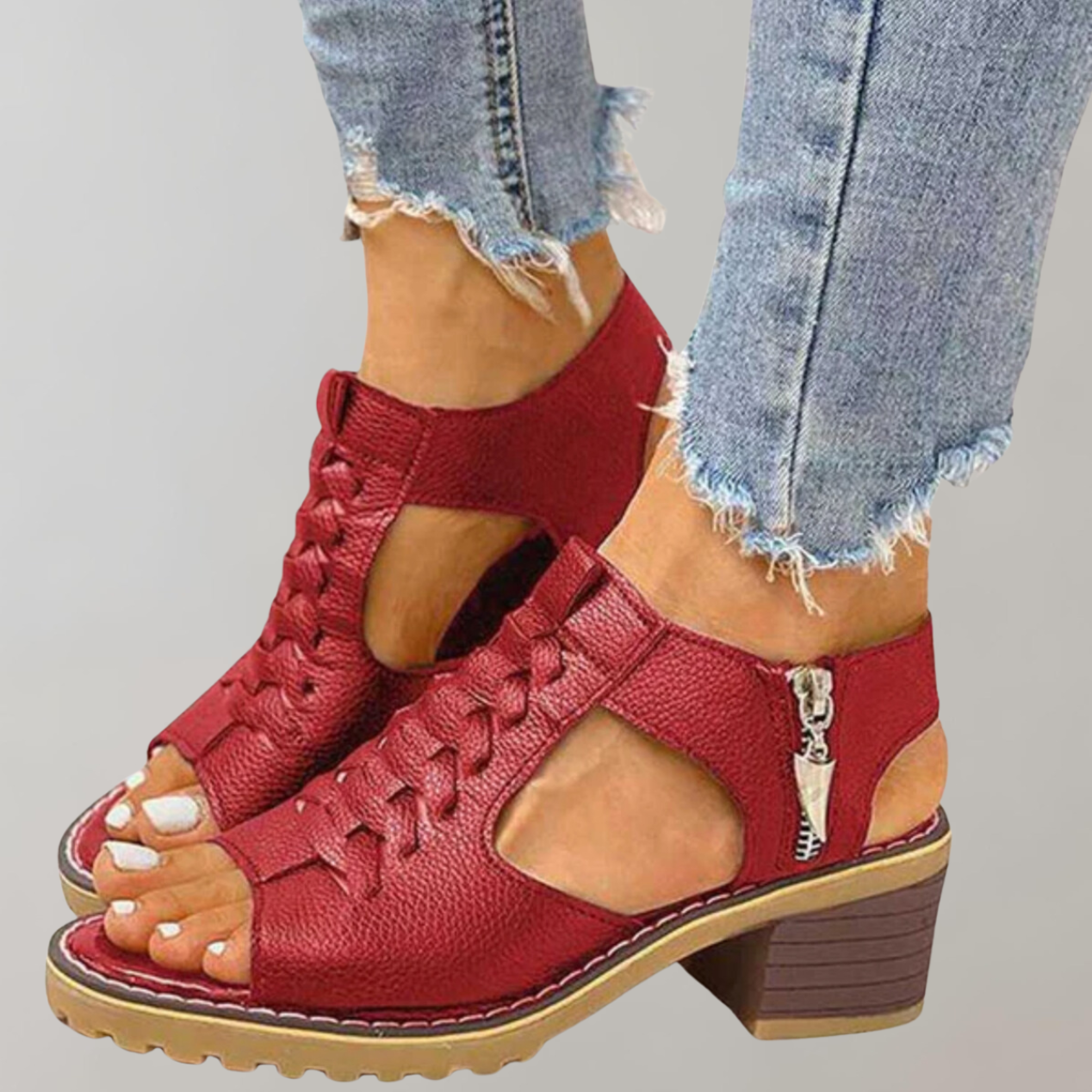 Valenzora - Orthopädische Sandalen mit Absatz | Bequeme Damensandalen mit Spitzen-Design
