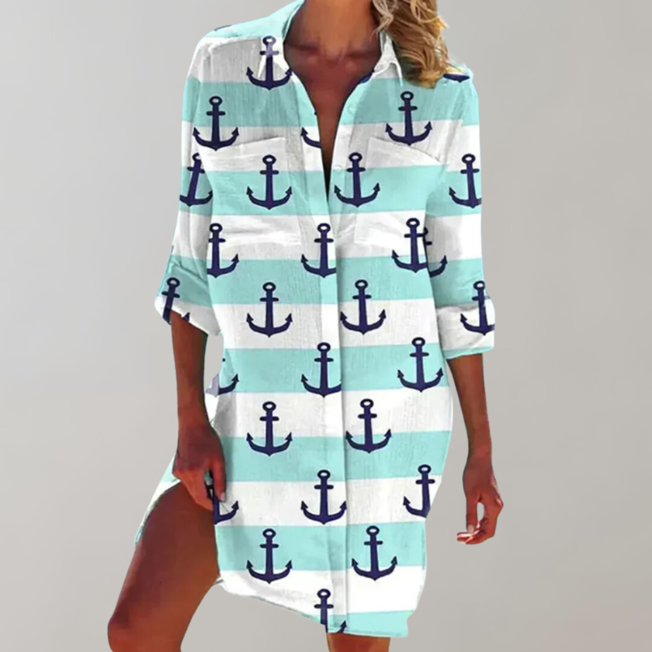 Valenzora - Patterned Shirt Dress | Colorful Summer Midi Dress