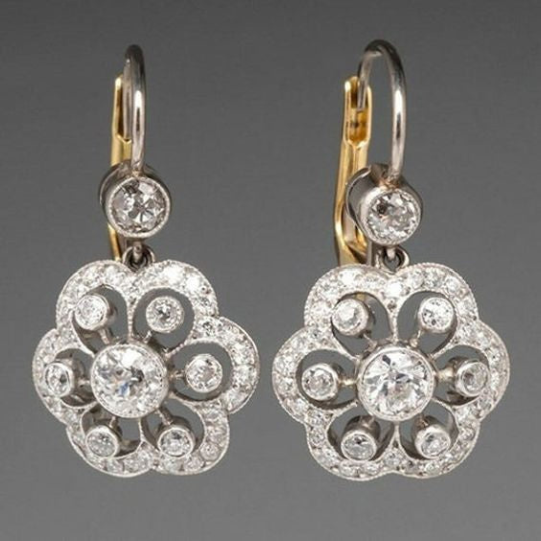 Valenzora | Vintage Crystal Mandala Earrings Silver