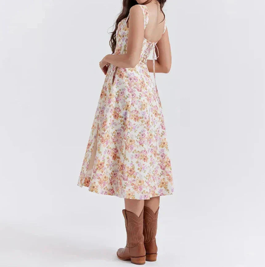Valenzora | Florales Korsett-Midikleid