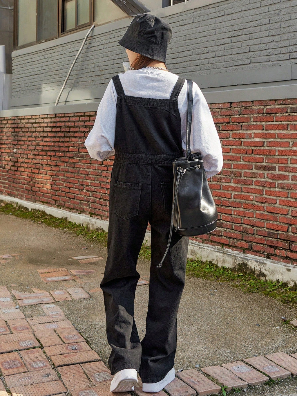 Valenzora | Slanted pocket denim dungarees without sweatshirt