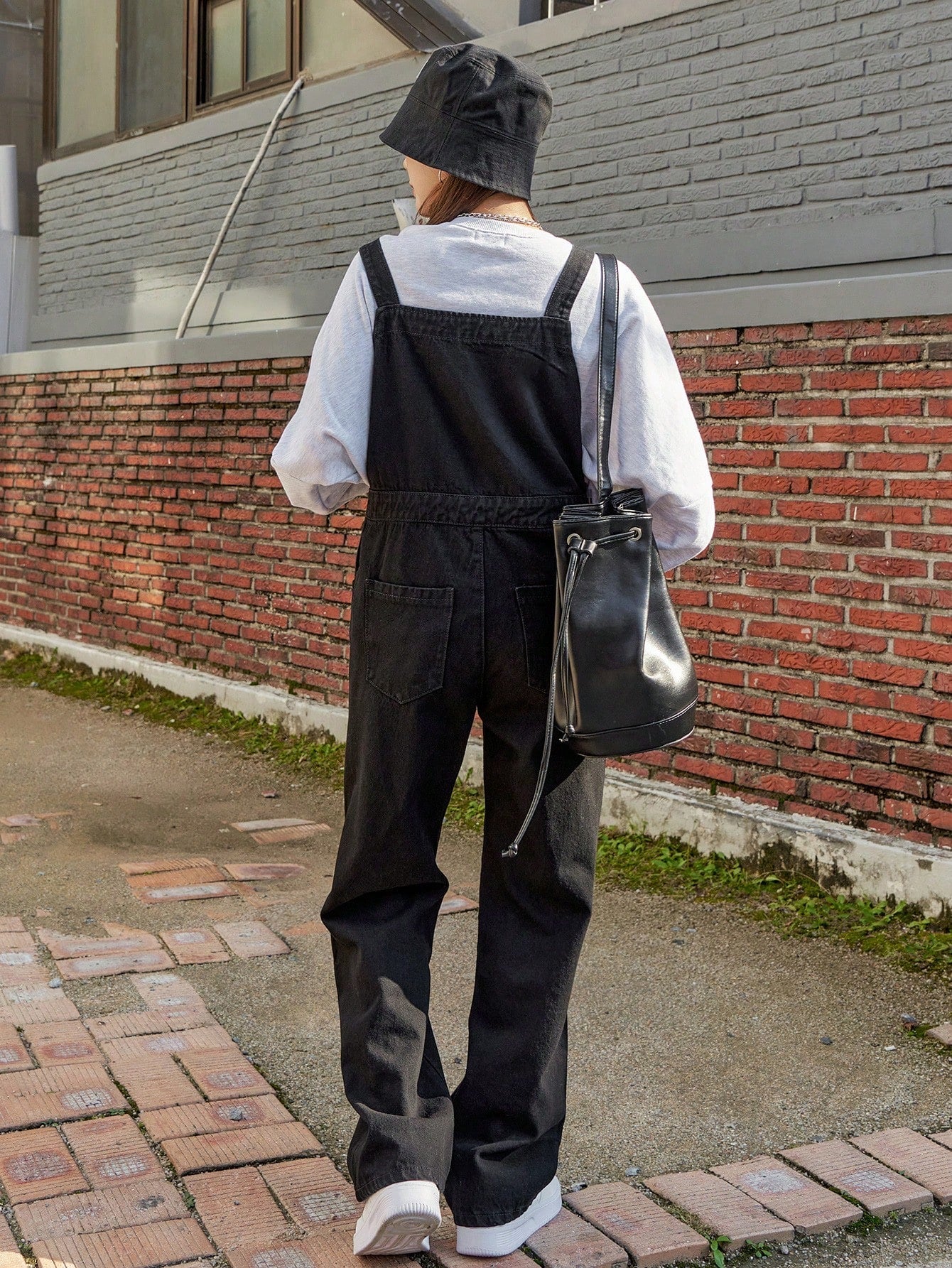 Valenzora | Slanted pocket denim dungarees without sweatshirt